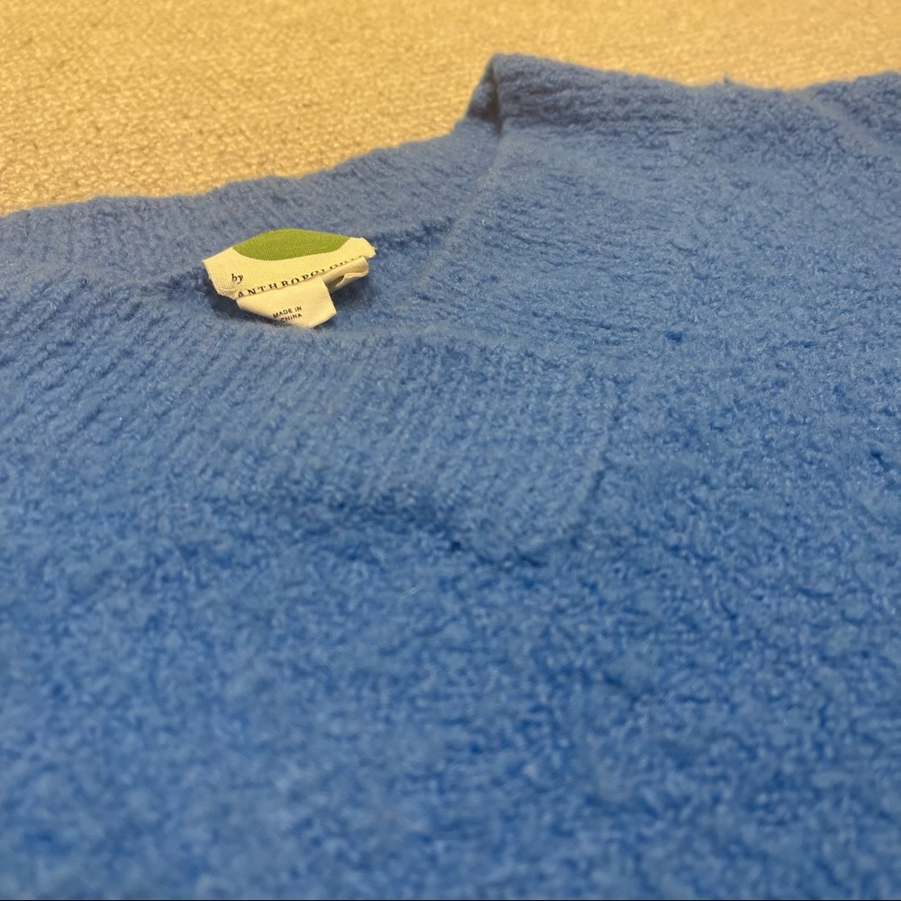 Anthropologie Clayton Chunky Wool V-Neck Sweater (XS) - Blue - Picture 5 of 7